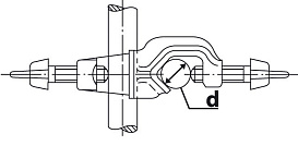 Узел крепежный, винт с накатанной головкой M8, d 16,5, угол 90°+180°, резьба 8, ковкий чугун