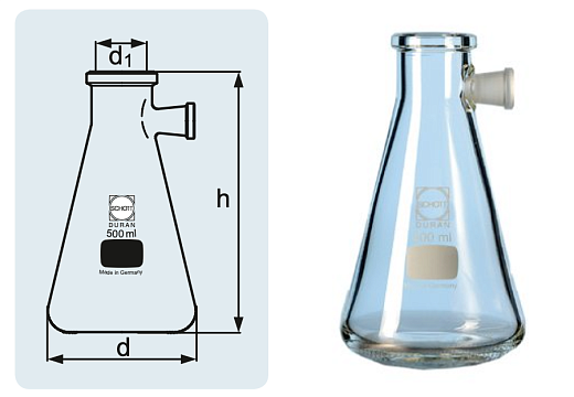 Колба Бунзена, 2000 мл, горловина 60 мм, со шлифованным отводом, 1 шт., DWK Life Sciences (Duran, Wheaton, Kimble) Фото 1