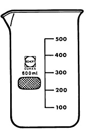 Стакан 1000 мл стеклянный, с носиком, с градуировкой, 145х106 мм, 1 шт./уп. Duran