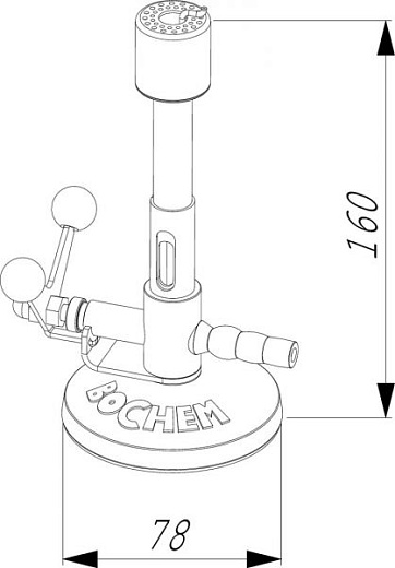 Горелка Бунзена газовая с откидным клапаном, природный газ, Bochem Фото 2
