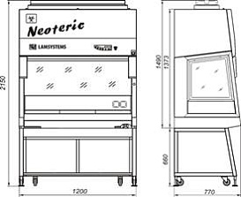Бокс (шкаф) биологической безопасности, класс II (тип A), вертикальный поток, ширина рабочей поверхности 120 см, БМБ-II-"Ламинар-С"-1,2 NEOTERIC, Ламинарные системы