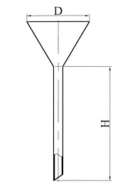 Воронка лабораторная с длинным стеблем, стекло, d 75 мм, h 150 мм
