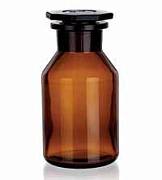 Склянка 1 л БС Simax, тёмное стекло, круглая, широкая шлифованная горловина, стеклянная шлифованная пробка, 12 шт/уп