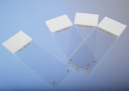 Стекло предметное, 25×75×1 мм, шлиф. кр. 90°, с адгезивным покрытием Superfrost Plus Gold, белое поле для маркировки, 72 шт/уп.