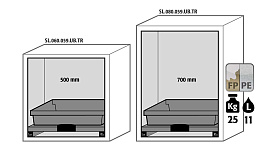 Тумбы для хранения негорючих опасных материалов, ширина 59 – 140 см, распашные дверцы, выдвижные полки SL-Classic-UB